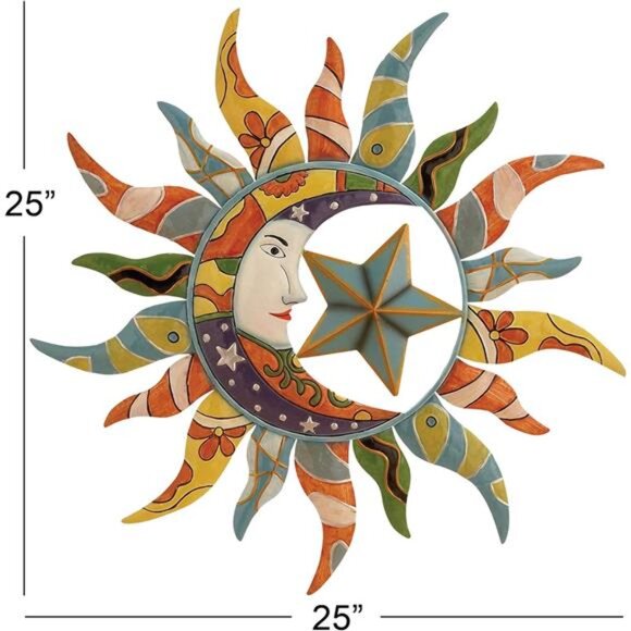 Deco 79 Metal Sun and Moon Home Decor Indoor Outdoor Sculpture - Picture 3 of 6